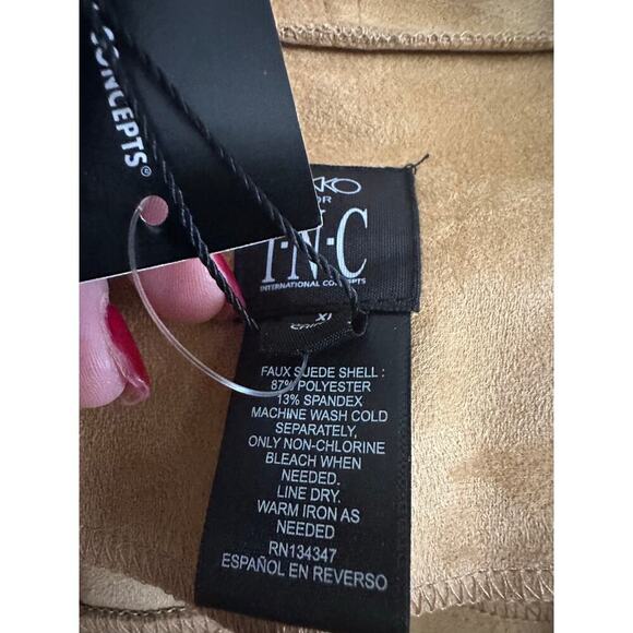 NWT INC International Concepts Women's Tan Faux Suede Draped Jacket Size XL - Picture 5 of 5